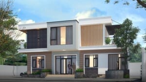 thiết kế biệt thự 2 tầng mái bằng