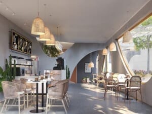 thiết kế quán cafe phong cách Địa Trung Hải