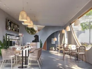 thiết kế quán cafe phong cách địa trung hải