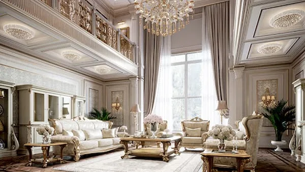top 10 mẫu nội thất phòng khách biệt thự cổ điển - 33 mẫu thiết kế nội thất biệt thự kiểu cổ điển pháp