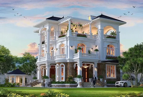 thiết kế biệt thự 3 tầng tân cổ điển