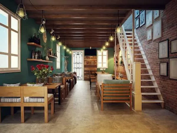 quán cafe nhà ống theo phong cách vintage